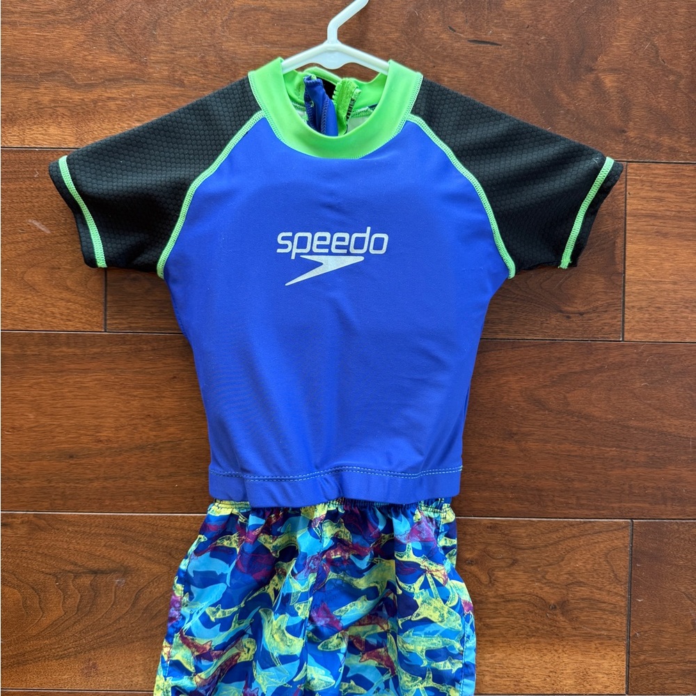 Speedo Kids Rashguard - Blue, Black, and Green